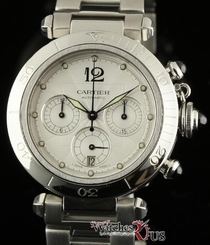 Cartier Pasha Chronograph W31030H3 Stainless Steel Silver 2 Year Warranty #1523