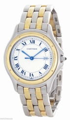 Cartier Mens Cougar Panthere 18K and Stainless Steel Bracelet Watch 187904