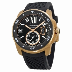 CARTIER MEN'S CALIBRE DE CARTIER DIVER 42MM BLACK AUTOMATIC WATCH W7100052 7613268367353