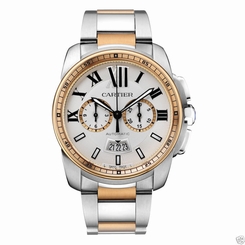 Cartier Calibre de Cartier Chronograph W7100042 Steel & Rose Gold NEW Ret:$15800 7613268267233