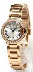 Cartier WE9002Z3 Ballon Bleu Silver Dial Diamonds Women 18kt RG Watch New in Box 7612456339776