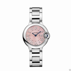 Cartier Ballon Bleu 28mm w6920038 Stainless Steel Quartz Pink Dial Ret: $4,850 7613268382547