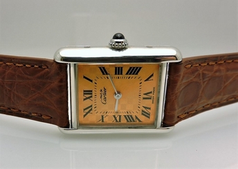 Vintage Must De Cartier Sterling Silver New Original Strap Rare Dial Color
