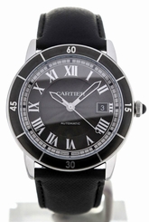 Cartier Ronde Croisiere Gray Dial Leather Automatic Men Watch WSRN0003 New Orig