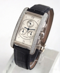 CARTIER Tank Americaine "Chronoflex" Chronograph White Gold w/ Diamonds WB704251