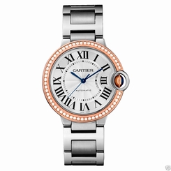 Cartier Ballon Bleu 36mm we902081 Stainless Steel & Rose Gold Diamond Ret:$15100