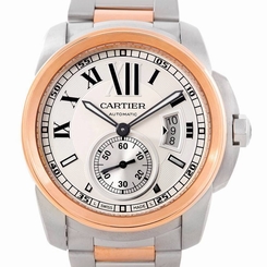 Calibre De Cartier Steel Rose Gold Mens Watch W7100036 7612456709050