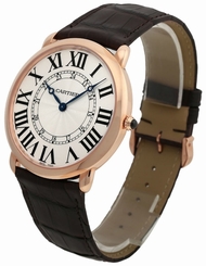 Cartier Ronde Louis XL 18k Rosegold Brown Leather Men Watch W6801004 New in Box 7613268006474