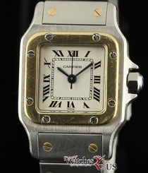 Cartier Santos Galbee Ladies Steel & Gold Automatic White Roman 2Yr. Warnty #684