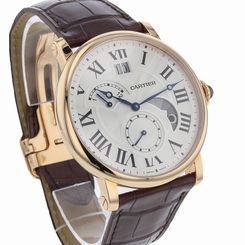 Cartier Rotonde GMT 18KT Rosegold Brown Leather Band Men Watch W1556240 New Orig 683498478836