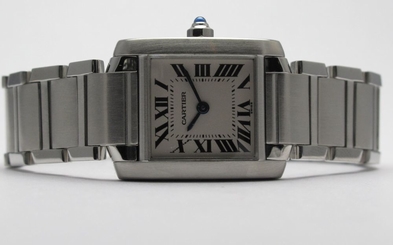 CARTIER TANK FRANCAISE LADIES STAINLESS STEEL WATCH STYLE #W51008Q3