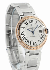 Cartier Ballon Bleu 18KT RoseGold Diamonds Auto Women Watch WE902081 New Orig
