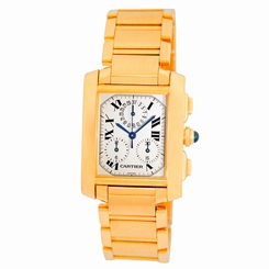 CARTIER 18K Yellow Gold Tank Francaise Chronograph Chronoreflex Box Warranty