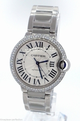 Cartier Ballon Bleu Stainless Steel Mid Size Automatic W6920046 Custom Diamonds 7612456620874