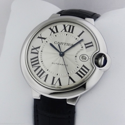 Cartier Ballon Bleu Stainless Steel on Leather Strap B&P W69016Z4 Ret: $6,000 7612456383281