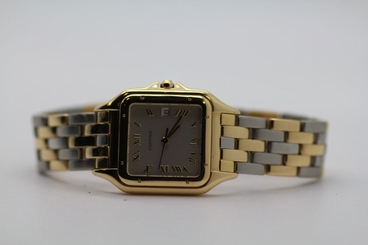 Cartier Panthere 1060 2 18k Yellow Gold / Steel Date Mens 28mm Watch