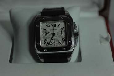 Cartier Santos 100 XL W20090X8 Automatatic Chrono Factory New Leather Strap B& P