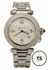 Cartier Pasha Automatic Stainless Custom Diamond Bezel White Dial 2379 Watch
