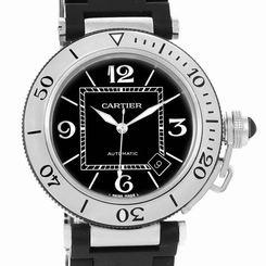 Cartier Pasha Seatimer Rubber Strap Stainless Steel Watch W31077U2 45635532281