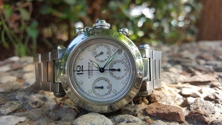 MINT 35mm Cartier Pasha Chronograph 2412 automatic watch