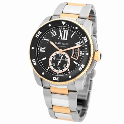 CARTIER Steel 18K Rose Gold Calibre Diver Caliber Box Warranty 2015 w7100054