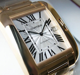 *NEW* CARTIER LARGE 18K YELLOW GOLD TANK ANGLAISE SILVER ROMAN 47MM W5310018