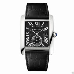 Cartier Tank MC W5330004 Stainless Steel Black Leather Brand NEW Retail: $6,750