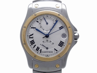 Pre-Owned CARTIER Santos Cougar GMT Silver Men's AT W20038R3 1847 Ltd Ed, MD