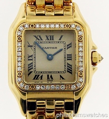 Cartier Panthere Small WF3070B9 Ladies 18k Yellow Gold Diamond Bezel Quartz