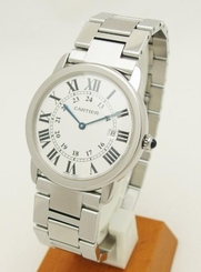 Pre-Owned CARTIER Ronde Solo LM W6701005 Men's SS Silver Quartz Watch, MD 7612456632228