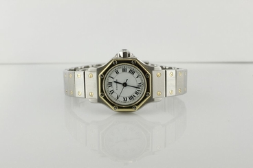 Cartier Two Tone Gold Ronde Santos on Bracelet