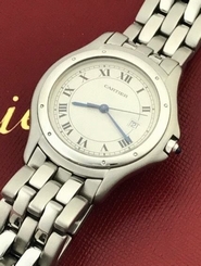 BEAUTIFUL MEN'S CARTIER COUGAR STAINLESS STEEL QUARTZ WITH DATE WRIST WATCH