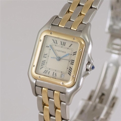 Cartier Panthere 18ct Gold & steel Men's 27mm Quartz Date Bracelet Watch 1990's