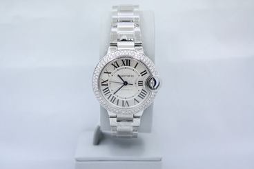 CARTIER BALLON BLEU STAINLESS STEEL 33MM DIAMOND ENCRUSTED WATCH REF: W6920071 845960039222