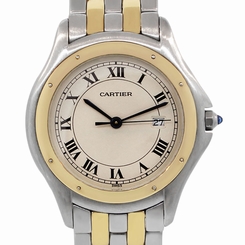 Cartier 1332 Cougar Panthere Two Tone Roman Dial Mens Watch
