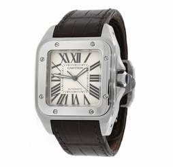 Cartier Santos XL 100 Stainless Steel Leather Band 2656 Watch- MINT