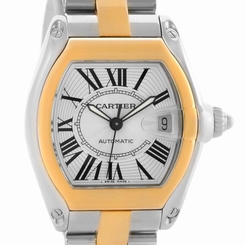 Cartier Roadster 18k Yellow Gold Stainless Steel Mens Watch W62031Y4
