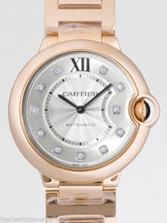 CARTIER Ballon Bleu 36mm 18k Rose Gold Diamond Dial WE902026 Ret: $29,400