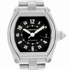 Cartier Roadster Large Mens Stainless Steel Black Dial Watch W62004V3