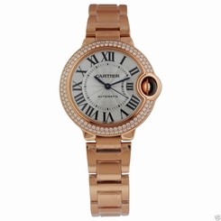 CARTIER Ballon Bleu 18K Rose Gold 33mm Diamond Case we902034 Retail: $35,100
