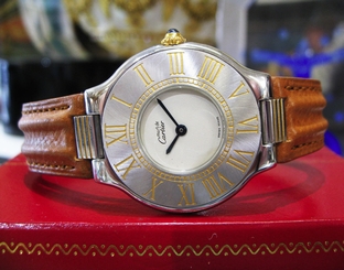 Ladies CARTIER Must De Cartier 21 Steel and Gold Round Dress Watch