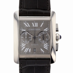 NEW Cartier Tank MC Chronograph Grey Dial Steel 34.3mm Ladies Watch W5330008 7613268367346