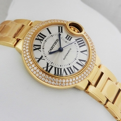 CARTIER Ballon Bleu 18K Yellow Gold 33mm Diamond WJBB0002 Retail: $35,100