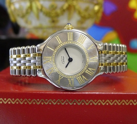 Ladies CARTIER Must De Cartier 21 Steel and Gold Round Dress Watch