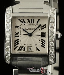 Cartier Tank Francaise Large W51002Q3 Diamonds Steel Silver 2Yr Warranty #1294 7612456002229