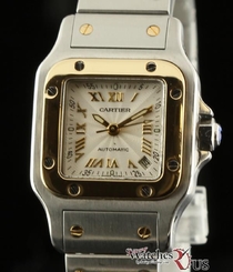 Cartier Santos Galbee Stainless Steel Yellow Gold Auto 2423 2Yr Warranty  #356