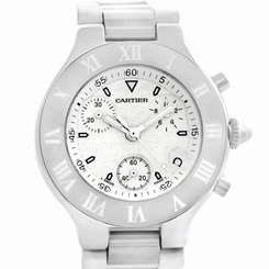 Cartier Must 21 Chronoscaph White Ruber Unisex Watch W10184U2 7612456270819
