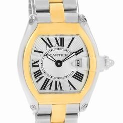 Cartier Roadster Ladies Steel Yellow Gold Silver Dial Watch W62026Y4