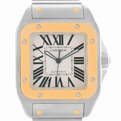 Cartier Santos 100 XL Steel Yellow Gold Watch W200728G Box Papers