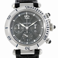 Cartier Pasha Millennium Steel Platinum Gray Dial Watch W3105155